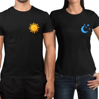Sun And Moon Black Couple T-Shirt