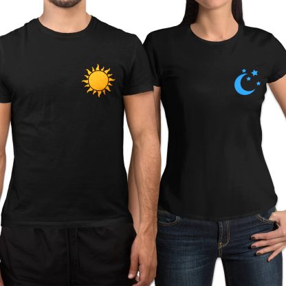 Sun And Moon Black Couple T-Shirt