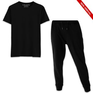 Plain Black T-Shirt and Jogger Combo Set