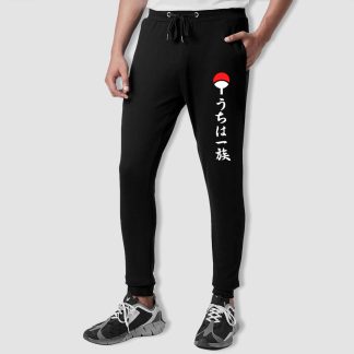 Naruto Uchiha Clan – Black Jogger with Zip Pocket