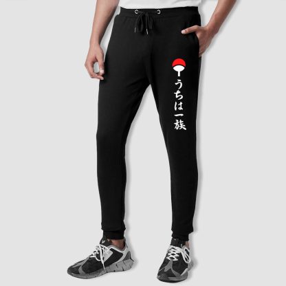 Naruto Uchiha Clan – Black Jogger with Zip Pocket