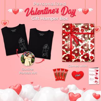 Valentine's Day Gift Hamper Box (Customized Portrait Couple T-Shirts)