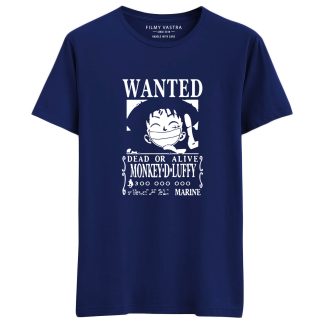Wanted Poster One Piece Blue T-Shirt
