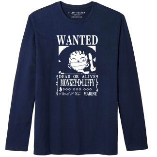 Wanted Poster One Piece Blue Full Sleeve T-Shirt