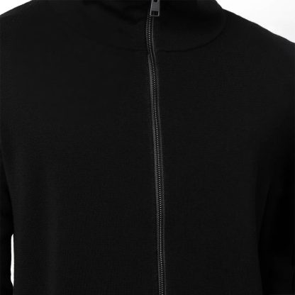 Plain Black High Neck Cotton Zipper Jacket - Image 4