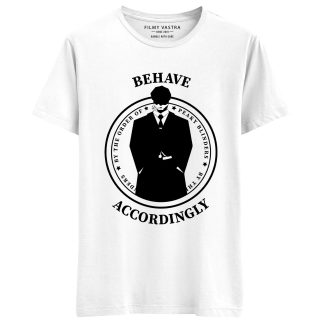 Behave Accordingly Circular White T-Shirt