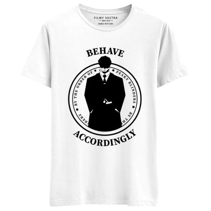 Behave Accordingly Circular White T-Shirt