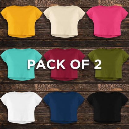 Women’s Solid Crop Top : Pack of 2
