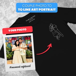 Personalized Couple Photo Portrait Matching Cotton T-Shirts (Set of 2 pieces)