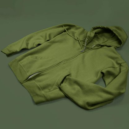 Olive Green Zip Up Hoodie - Image 2