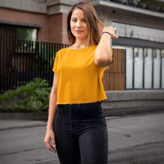Caramel Mustard Crop Top
